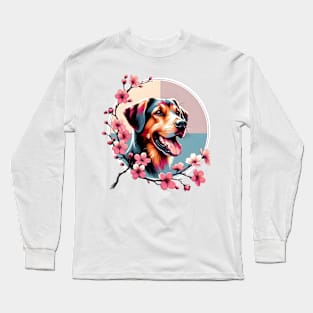 Drever in Spring with Cherry Blossoms and Flowers Long Sleeve T-Shirt
